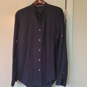 Zara Dark Blue Casual Button Down Shirt
